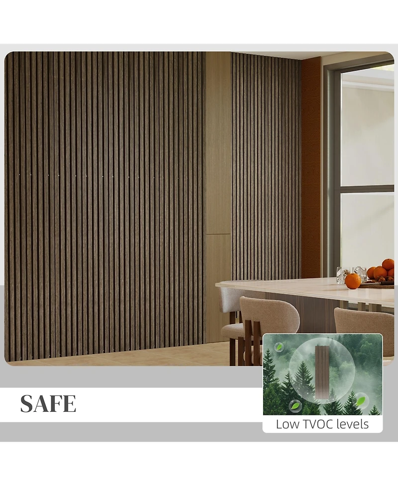Homcom 95" x 8" Wood Wall Panels, 4 Pack Slat Acoustic Panels,