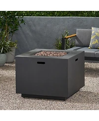 Flynama 33 Inch Outdoor Iron Square Propane Fire Pit Brushed Brown 50000 Btu Tank Inside No Assembly