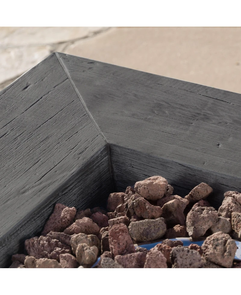 Flynama 32 Inch Square Mgo Fire Pit Grey Wood Pattern 40000 Btu Outdoor Propane Fire Table