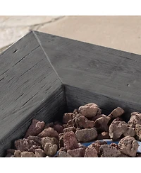 Flynama 32 Inch Square Mgo Fire Pit Grey Wood Pattern 40000 Btu Outdoor Propane Fire Table