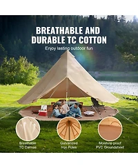 Mecale 4-Season Canvas Bell Tent, 3m/9.8ft Yurt Tent with Stove Jack, Breathable, Sleeps Up to 4 People
