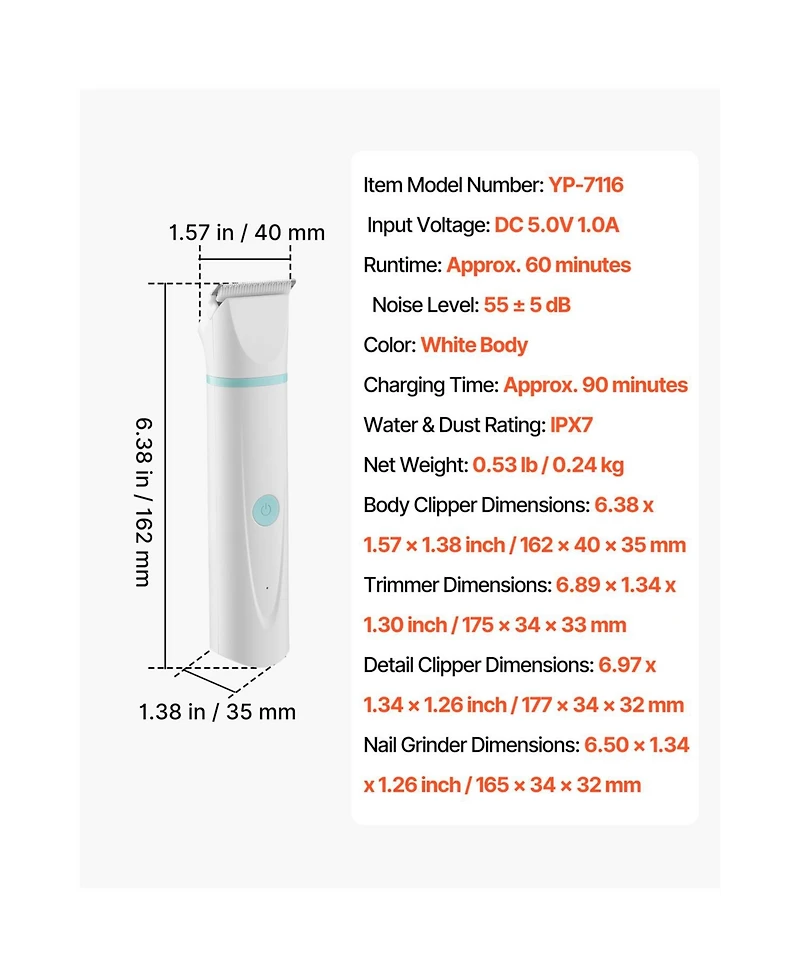 Aostirmotor Pro Low-Noise Grooming Kit: 4-in-1 Cordless Clipper, Nail Grinder & 6 Combs for Dogs & Cats