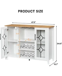 gaomon Wine Bar Cabinet with Led Lights, Coffee Bar Storage, Buffet Sideboard for Dining Room & Kitchen
