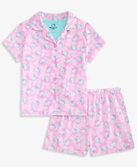 Hello Kitty Girls' 4-10 Button-Down Pajamas, 2-Piece Set