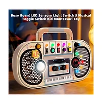 Bruce & Shark Interactive Light & Sound Busy Board for Toddlers, Montessori Toy with 5 Musical Switches & Games