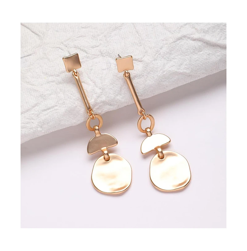 Sohi Women's Dented Relic Drop Earrings