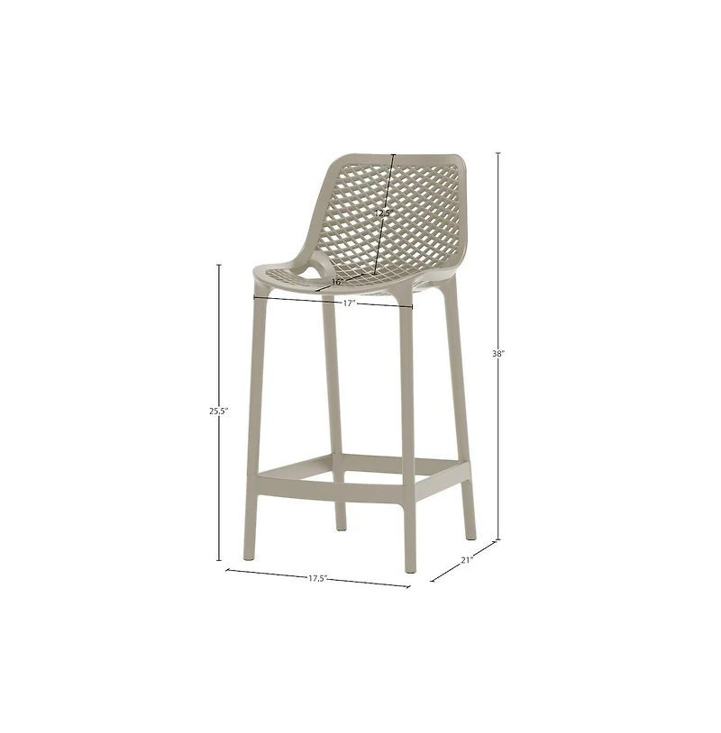 Meridian Furniture Mykonos Taupe Outdoor Patio Stool, Set of 4