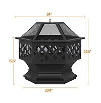 Yaheetech 24in Heavy Duty Fire Pit for Outdoor Patio Backyard