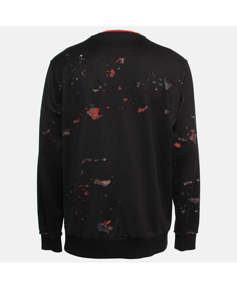 Pre-Owned Givenchy Men's Black Distressed Cotton Crewneck Sweatshirt