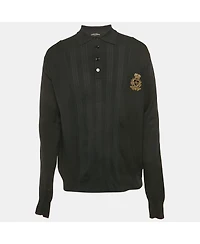 Pre-Owned Dolce & Gabbana Men's Black Knit Applique Detail Oversized T-Shirt