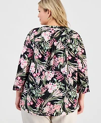 Jones New York Plus Mixed-Print Tunic