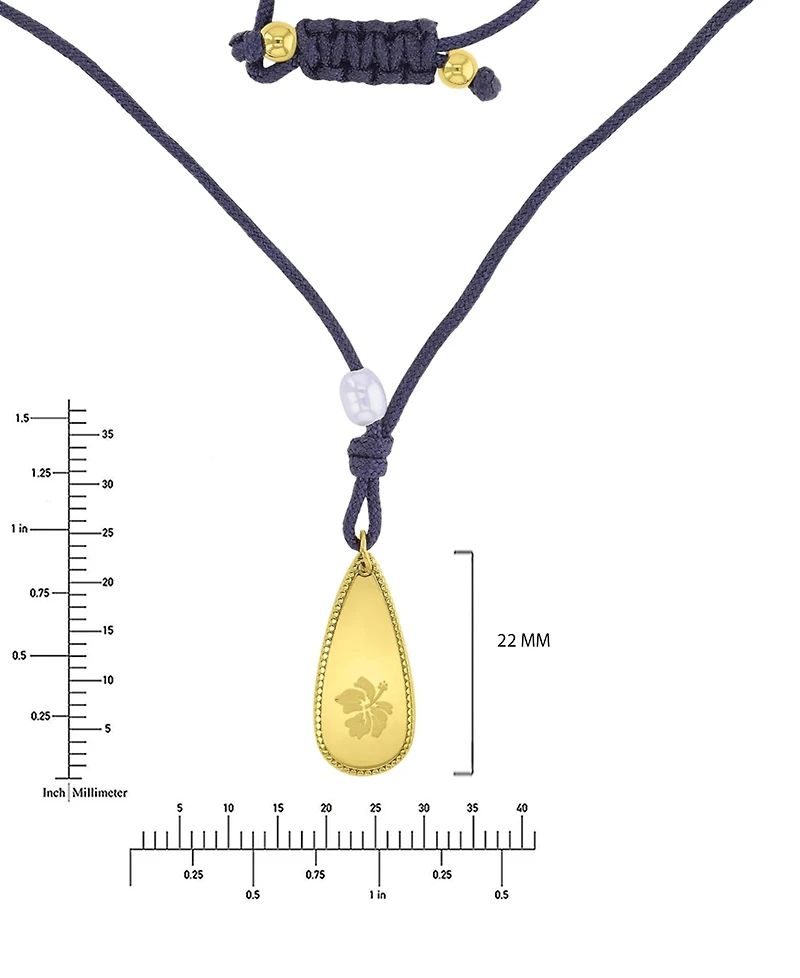 Roxy Waterproof Yellow Hibiscus Pearl Adjustable Necklace