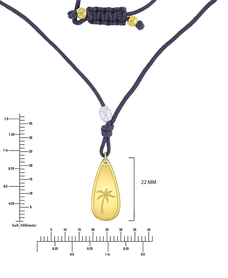 Roxy Waterproof Yellow Palm Tree Pearl Adjustable Necklace