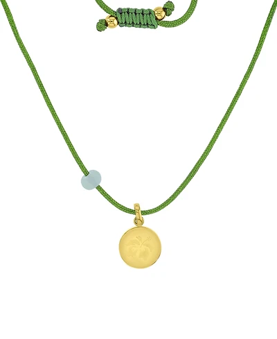 Roxy Waterproof Yellow Hibiscus Green Aventurine Adjustable Necklace