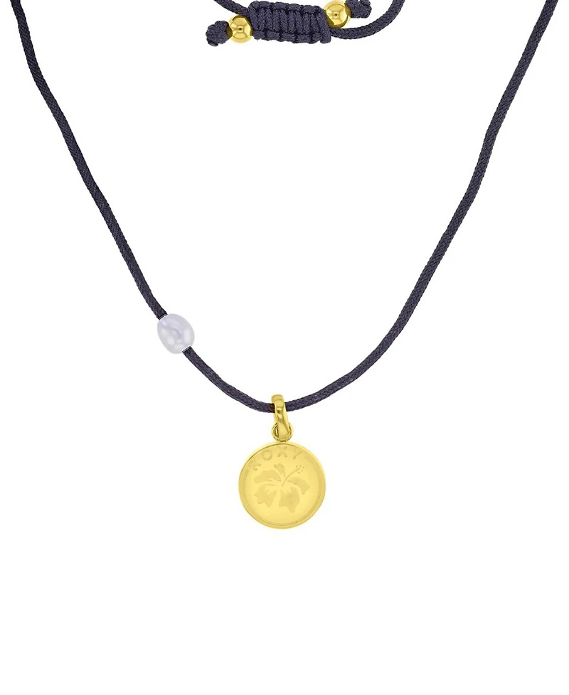 Roxy Waterproof Yellow Hibiscus Pearl Adjustable Necklace