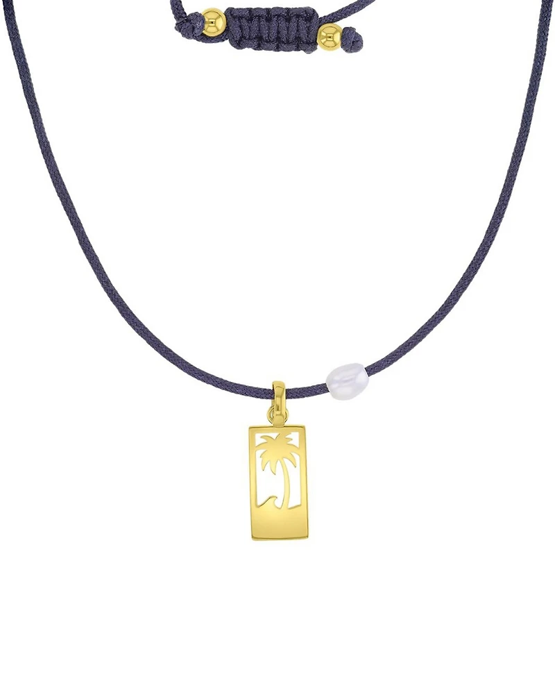 Roxy Waterproof Yellow Palm Tree Pearl Adjustable Necklace