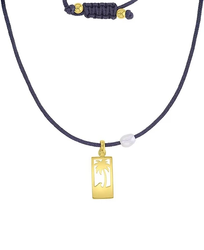 Roxy Waterproof Yellow Palm Tree Pearl Adjustable Necklace