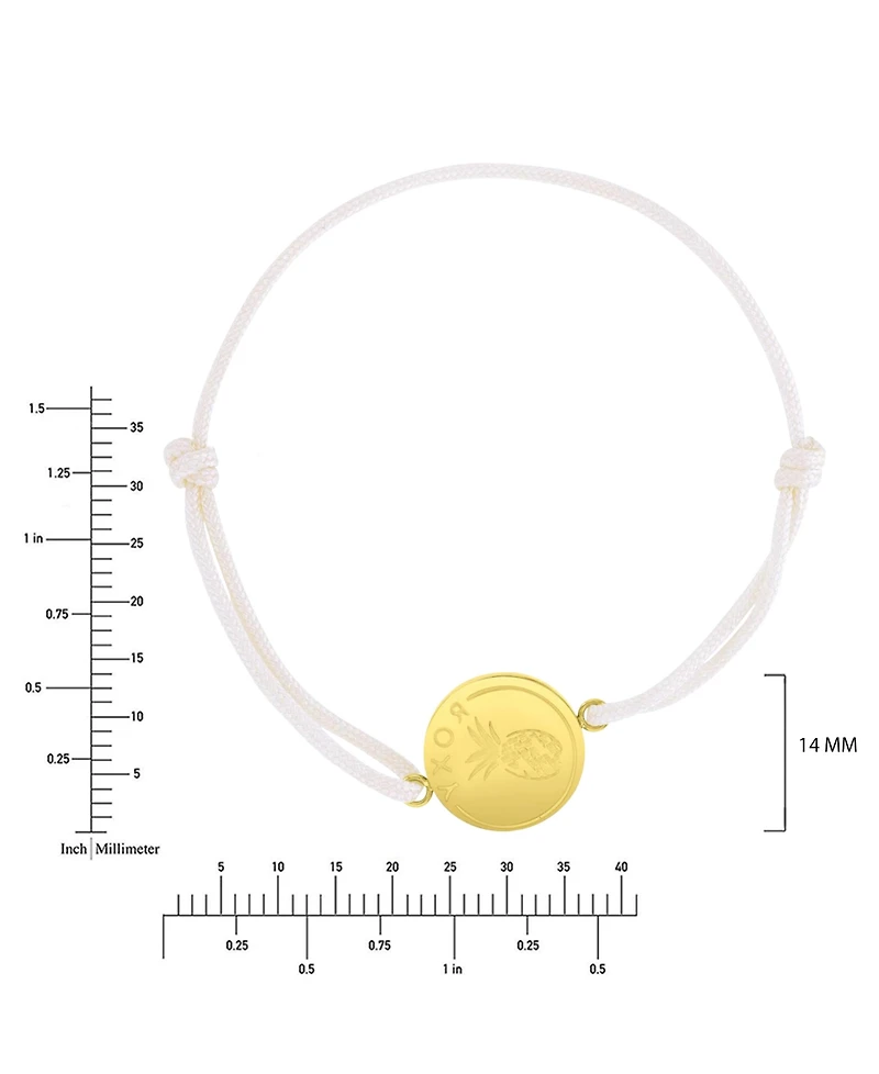 Roxy Waterproof Yellow Heart Pineapple Rd Charm Adjustable Bracelet