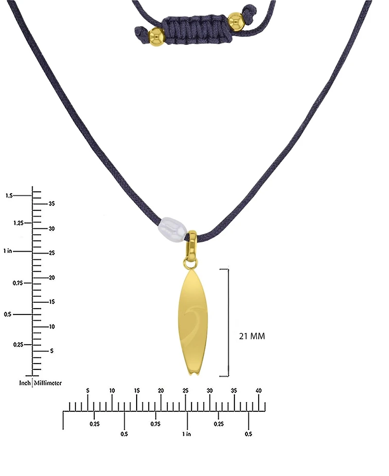 Roxy Waterproof Yellow Surfboard Pearl Adjustable Necklace
