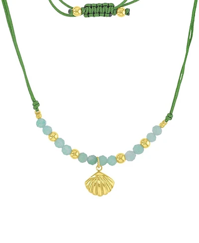 Roxy Waterproof Yellow Seashell Green Aventurine Adjustable Necklace