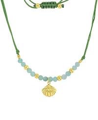 Roxy Waterproof Yellow Seashell Green Aventurine Adjustable Necklace