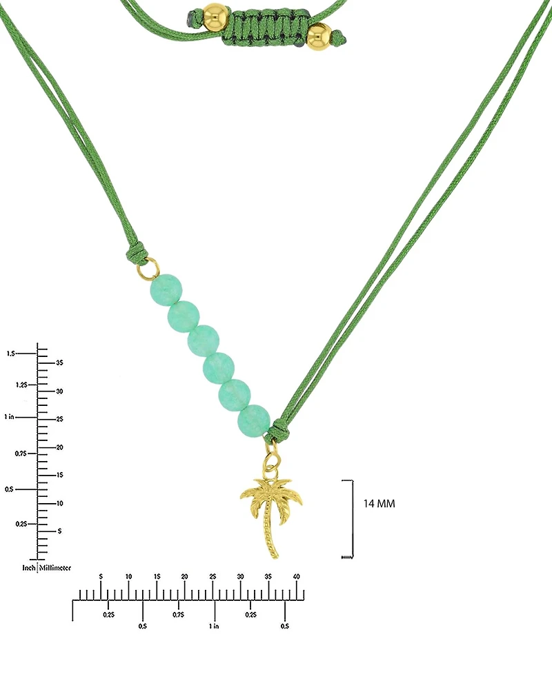 Roxy Waterproof Yellow Palm Tree Green Aventurine Adjustable Necklace
