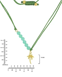 Roxy Waterproof Yellow Palm Tree Green Aventurine Adjustable Necklace