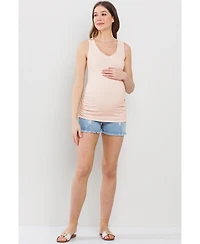 Hello Miz Maternity Side Ruched Ribbed Tank Top