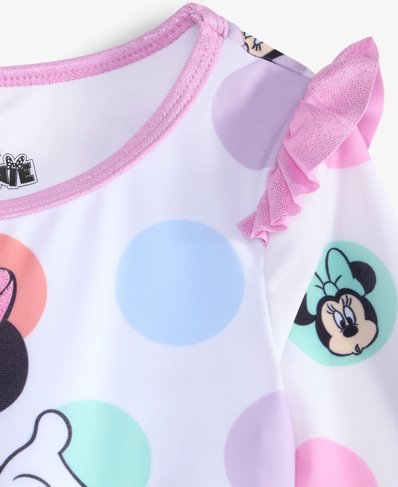 Minnie Mouse Toddler Girls' 2-6X Long-Sleeve Dot-Print Rashguard 2-Piece Swimsuit