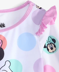 Minnie Mouse Toddler Girls' 2-6X Long-Sleeve Dot-Print Rashguard 2-Piece Swimsuit