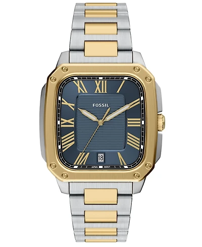 Fossil Men's Crosby Three-Hand Date Two-Tone Stainless Steel Watch, 42mm