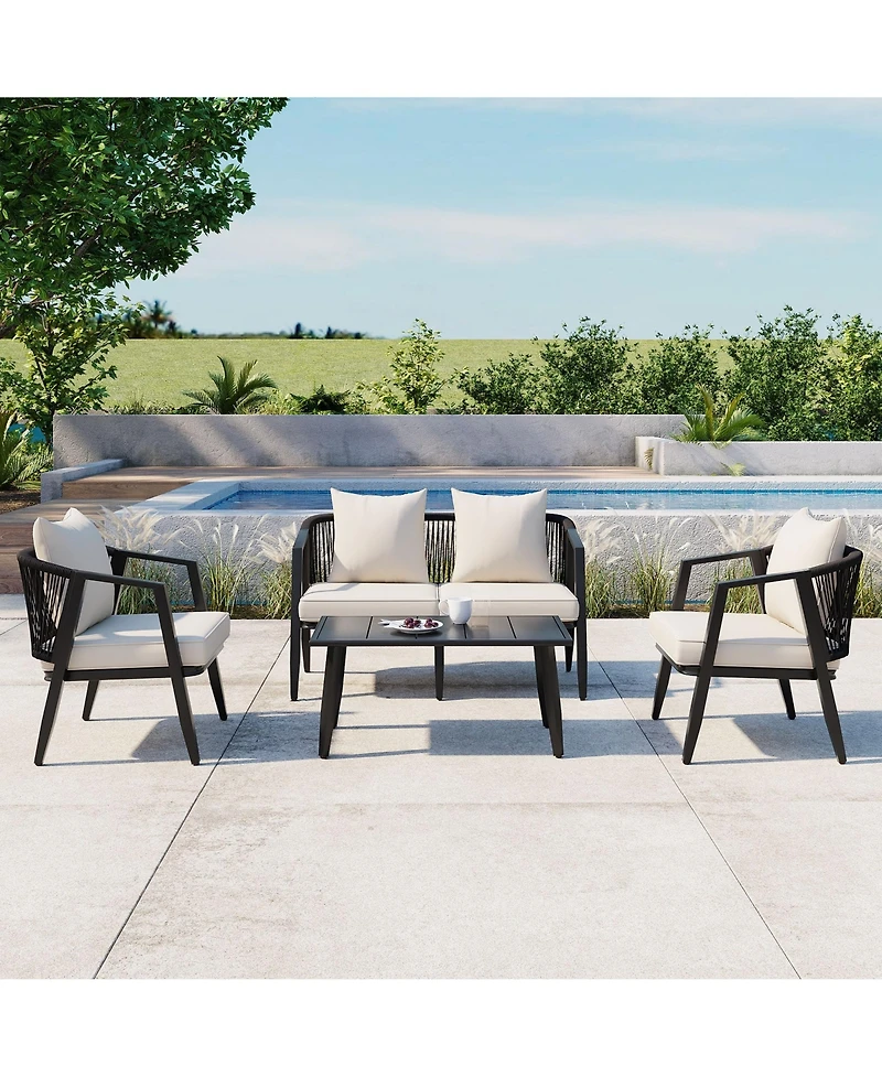 Mondawe Durable and Comfortable Outdoor Seating Set,Suitable for Patios, Lawns, Poolsides