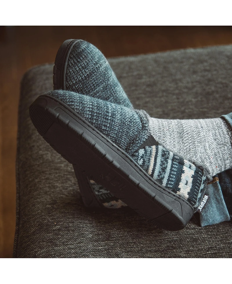 Muk Luks Men's Christopher Slippers, Dark Sapphire/Pewter, Large