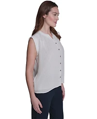 Tommy Hilfiger Women's V-Neck Pleated Blouse