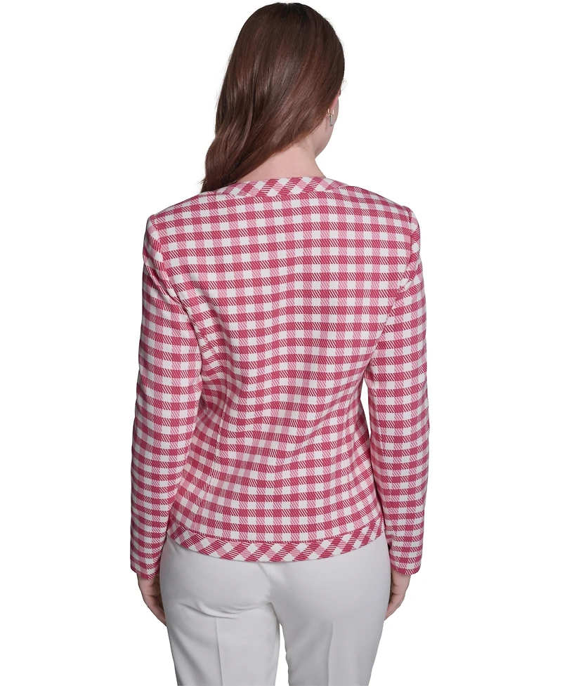 Tommy Hilfiger Women's Houndstooth Band Long-Sleeve Jacket