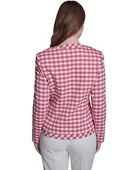 Tommy Hilfiger Women's Houndstooth Band Long-Sleeve Jacket