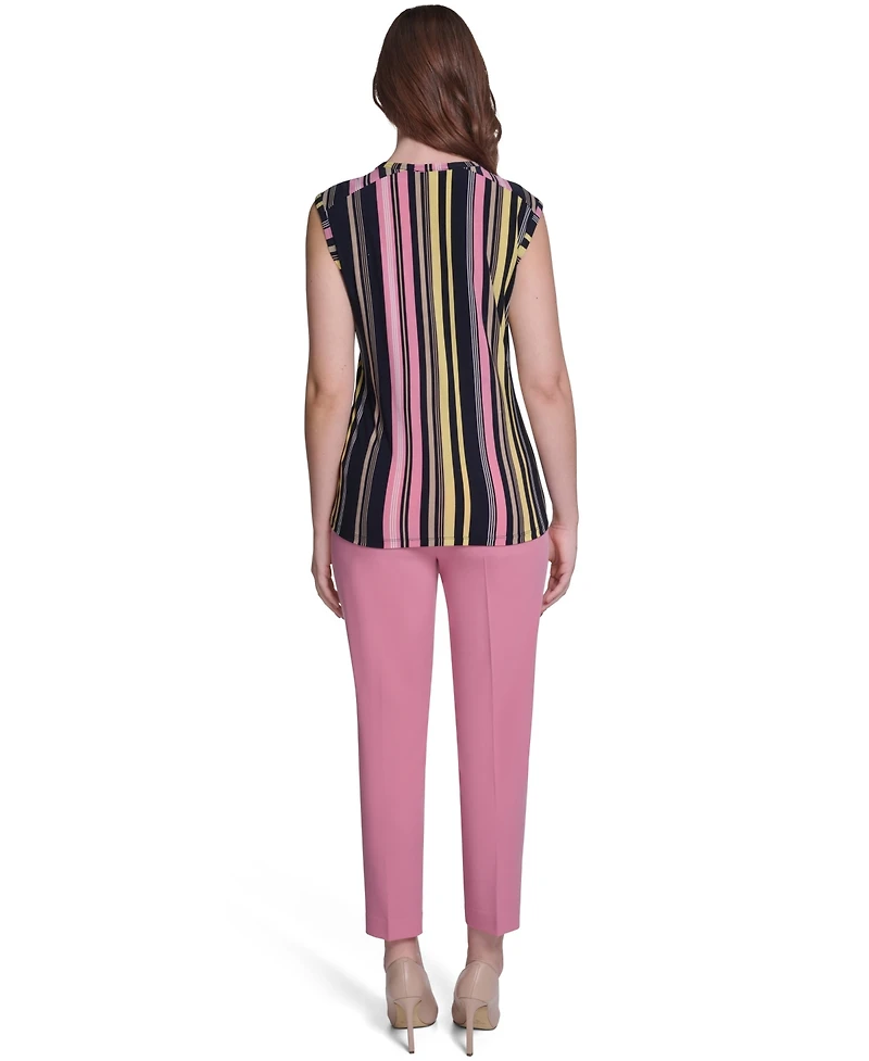 Tommy Hilfiger Women's Sleeveless Crewneck Stripe Top