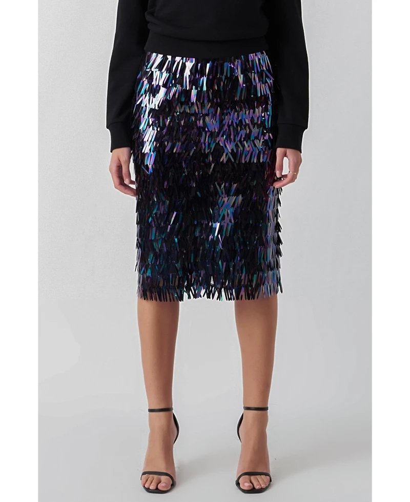 endless rose Women's Sequin Midi Skirt
