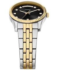 Fossil Women's Scarlette Three-Hand Day-Date Two-Tone Stainless Steel Watch, 34mm