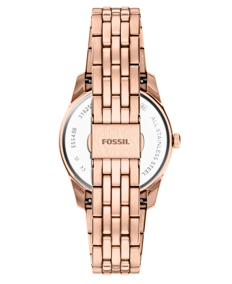 Fossil Women's Scarlette Three-Hand Day-Date Rose Gold-Tone Stainless Steel Watch, 34mm