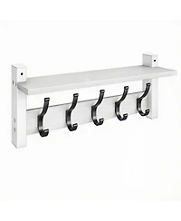 Yigii Wall Mounted Coat Rack with Shelf, 5 Hooks, 55 lbs Capacity, Space Saving, Diy