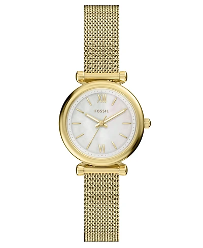 Fossil Women's Carlie Three-Hand Gold-Tone Stainless Steel Watch, 28mm