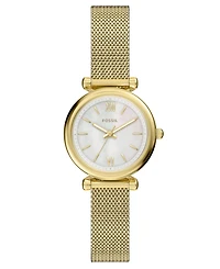 Fossil Women's Carlie Three-Hand Gold-Tone Stainless Steel Watch, 28mm