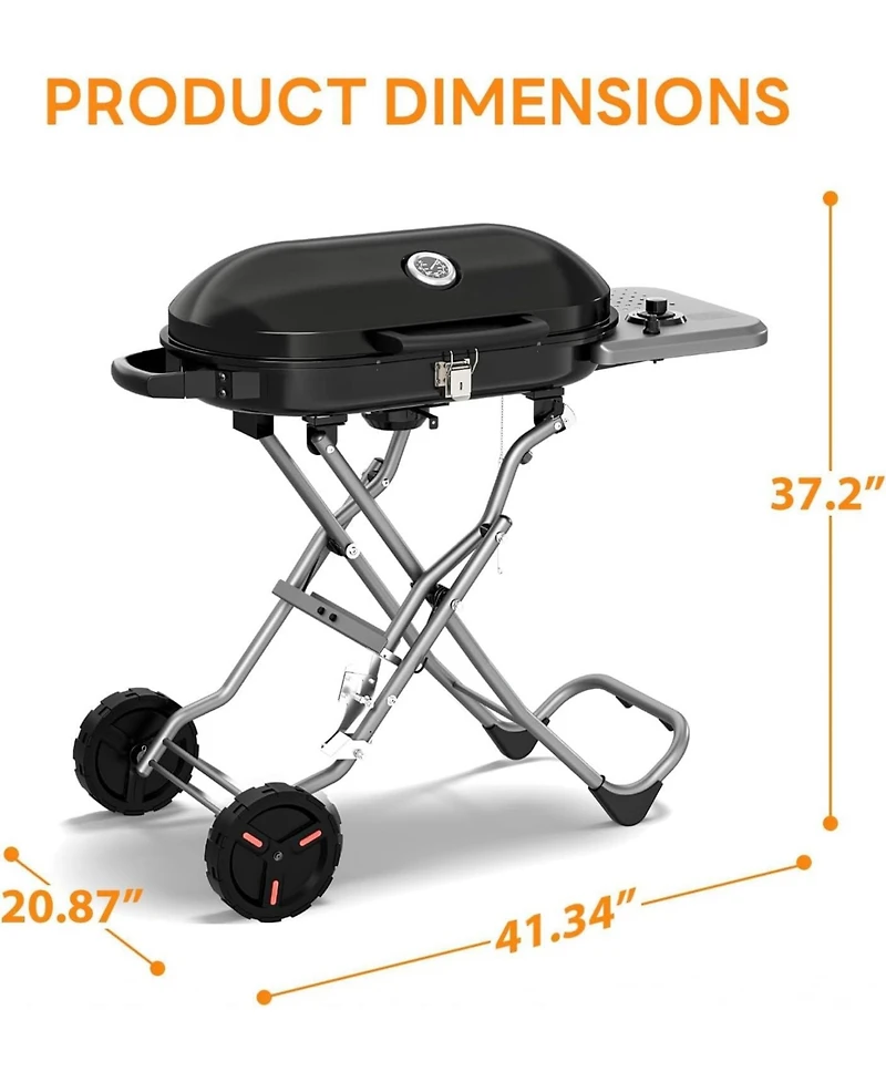 Cowsar Portable Propane Gas Grill, 15,000 Btu Foldable Outdoor Grill with 348 Sq. In. Grilling Area for Camping, Bbq, Parties, Backyard