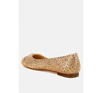 Apollon Bow Detail Embossed Suede Ballerinas