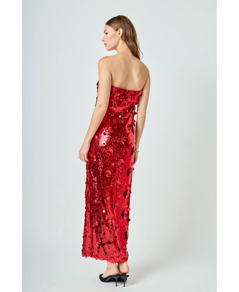 endless rose Women's Sequins Applique Midi Dress