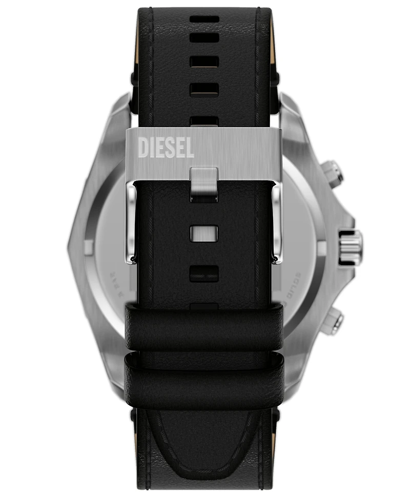Diesel Men's Stinger Quartz Chronograph Black Leather Watch, 46mm