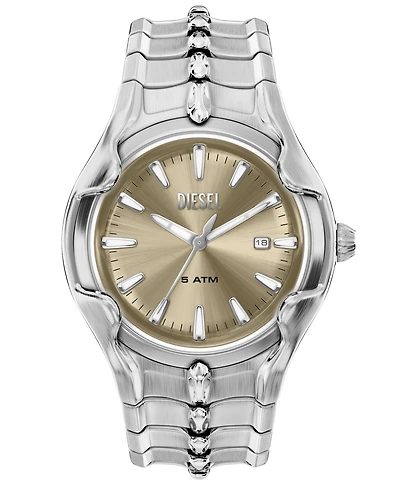 Diesel Men's Vert Quartz Three-Hand Date Silver Stainless Steel Watch, 45mm