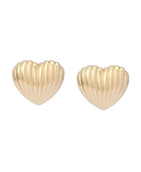 Steve Madden Gold Fluted Heart Stud Earrings