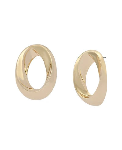 Steve Madden Gold Oval Twist Post Earrings